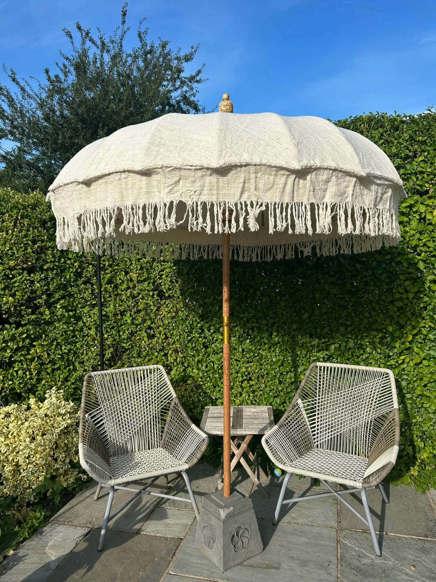 Balinese Round Bamboo Parasol – Linen